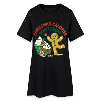Les calories de Noël ne comptent pas pour les plaisirs des Fêtes - Robe T-shirt Femme - noir - Devant