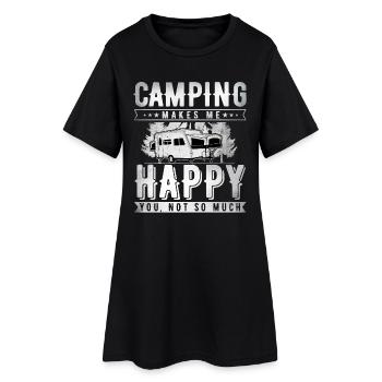 Camping  - Frauen T-Shirt-Kleid - Schwarz - Vorne