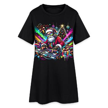 Neon Santa DJ Christmas Pulse - Women’s T-Shirt Dress - black - Front