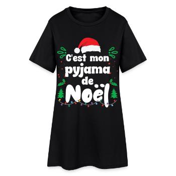 Pyjama de Noël idée Cadeau Humour Noel Original - Robe T-shirt Femme - noir - Devant