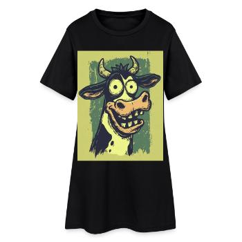 Caricatures grotesques de la vache - Robe T-shirt Femme - noir - Devant