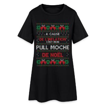 Pull Moche de Noël Humour Inflation Cadeau Xmas - Robe T-shirt Femme - noir - Devant