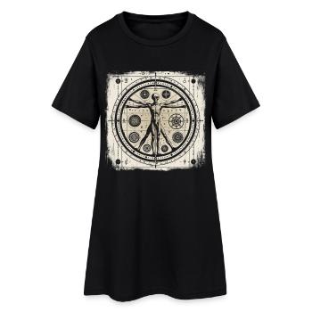 UFO Ancient Alien Geometry Human Design Hemd - Frauen T-Shirt-Kleid - Schwarz - Vorne