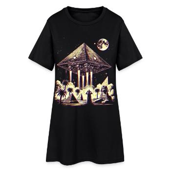 Ancient Pyramid UFO Mystery Design Shirt - Women’s T-Shirt Dress - black - Front
