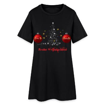 Frohe Weihnachten Ornamentbaum, Weihnachtsgeschenk - Frauen T-Shirt-Kleid - Schwarz - Vorne