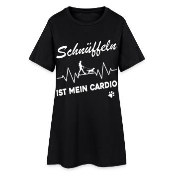 Mantrailing - Schnüffeln ist mein Cardio - Frauen T-Shirt-Kleid - Schwarz - Vorne