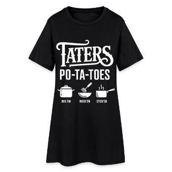 Taters Over Haters Kartoffel - Frauen T-Shirt-Kleid - Schwarz - Vorne