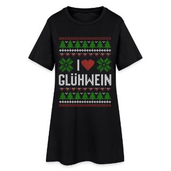 I love Glühwein - ugly christmas Outfit - Frauen T-Shirt-Kleid - Schwarz - Vorne