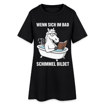Badlesendes Pferd mit Schimmelwitz - Frauen T-Shirt-Kleid - Schwarz - Vorne