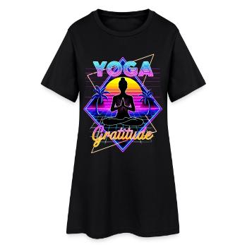 Neon Yoga Gratitude Rétro - Robe T-shirt Femme - noir - Devant