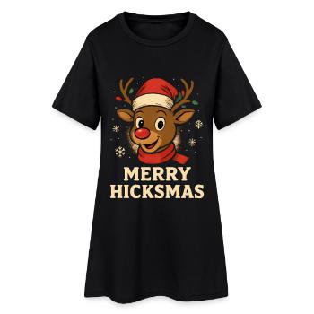 Rudolph Renne Noël Drôle Mignon Hiver - Robe T-shirt Femme - noir - Devant