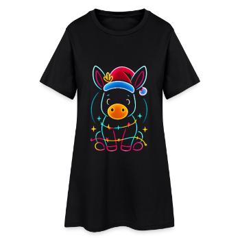 Donkey Elf Noël Drôle Cadeau - Robe T-shirt Femme - noir - Devant
