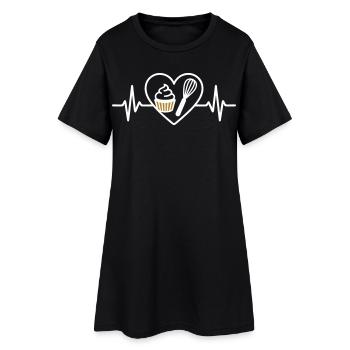 Gebäck Herzpeitsche Schlagsahne Gourmet Dessert - Frauen T-Shirt-Kleid - Schwarz - Vorne
