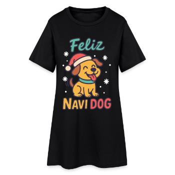 Feliz Navi Chien Drôle Noël Père Noël Vacances - Robe T-shirt Femme - noir - Devant