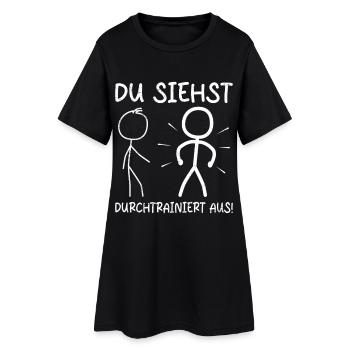 Strichmännchen DU SIEHST TRAINIERT AUS Lustig - Frauen T-Shirt-Kleid - Schwarz - Vorne