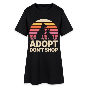 Adopt Don't Shop: Tierliebe Statement - Frauen T-Shirt-Kleid - Schwarz - Vorne