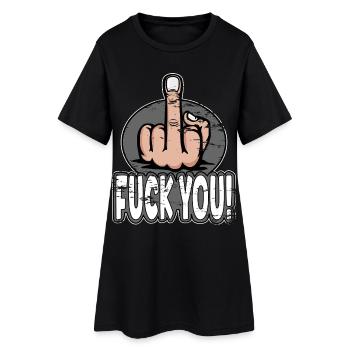 Doigt du milieu Doigt puant Baise Tu Design - Robe T-shirt Femme - noir - Devant