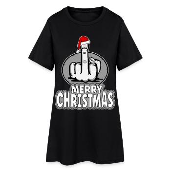Joyeux Noël majeur doigt dard doigt design - Robe T-shirt Femme - noir - Devant