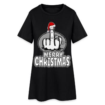 Joyeux Noël majeur doigt puant design - Robe T-shirt Femme - noir - Devant