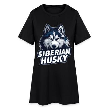 Illustration de la tête de husky sibérien - Robe T-shirt Femme - noir - Devant