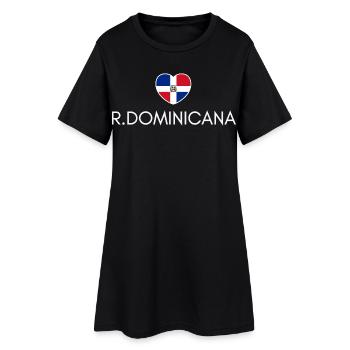 Cœur avec drapeau dominicain, fierté dominicaine - Robe T-shirt Femme - noir - Devant