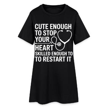 Stéthoscope Sweet Heart Saying - Robe T-shirt Femme - noir - Devant