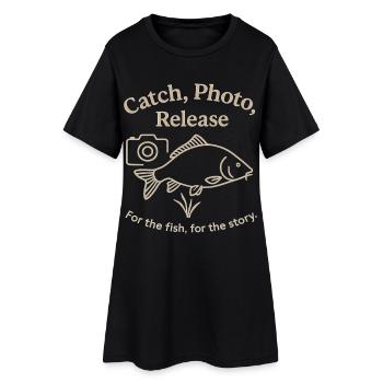 Capture Photo Relâcher Aventure de pêche - Robe T-shirt Femme - noir - Devant