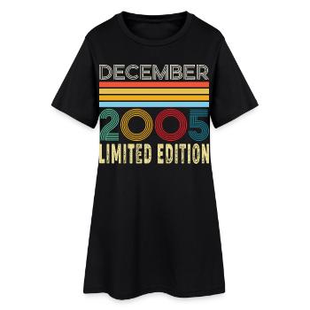 20 Ans 20e Anniversaire Cadeau Né en Décembre 2005 - Robe T-shirt Femme - noir - Devant