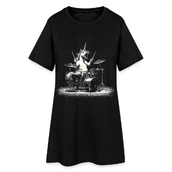 Unicorn Plays Drums – Cadeau pour les batteurs - Robe T-shirt Femme - noir - Devant