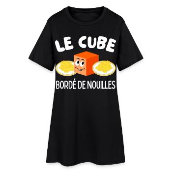 Le Cube Bordé de Nouilles - Robe T-shirt Femme - noir - Devant