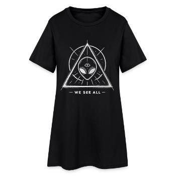 UFO Alien Eye Triangular Sigil - Women’s T-Shirt Dress - black - Front