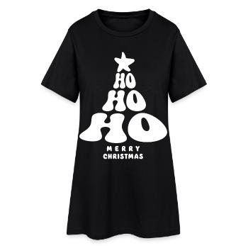 Merry Christmas - Ho ho ho - Weihnachtsbaum - Frauen T-Shirt-Kleid - Schwarz - Vorne