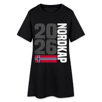 Norwegen Nordkap 2026 - Frauen T-Shirt-Kleid - Schwarz - Vorne