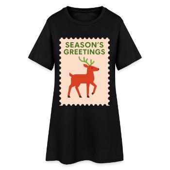 Vœux de saison Renne conception de carte de vacances - Robe T-shirt Femme - noir - Devant
