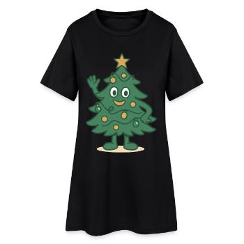 Drôle arbre de Noël dessin animé vacances en famille - Robe T-shirt Femme - noir - Devant