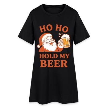 Ho Ho Hold My Beer Santa Humor Urlaub Spaß - Frauen T-Shirt-Kleid - Schwarz - Vorne