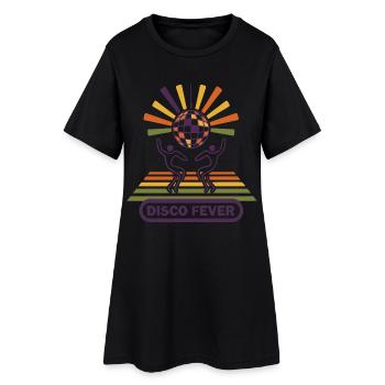 Fièvre disco | Rétro Fête Minimaliste - Robe T-shirt Femme - noir - Devant