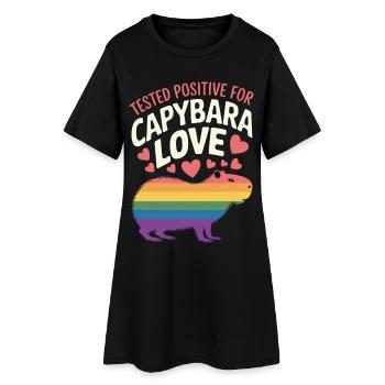 Capybara Regenbogen Liebe Design - Frauen T-Shirt-Kleid - Schwarz - Vorne