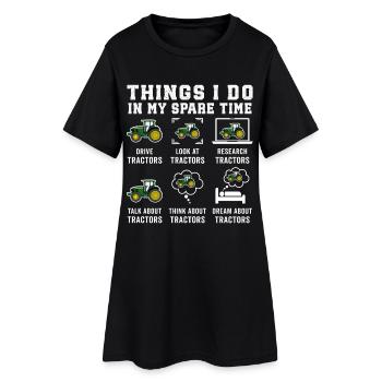Drôle d’amateur de tracteurs Choses que je fais pendant mon temps libre - Robe T-shirt Femme - noir - Devant