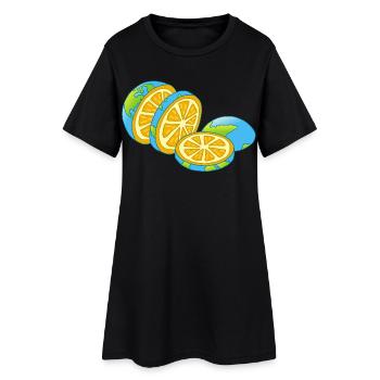 La planète Terre est une orange - Robe T-shirt Femme - noir - Devant