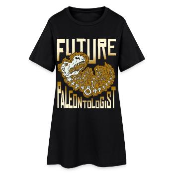 Fossil Heart Paleontology Motif - Women’s T-Shirt Dress - black - Front