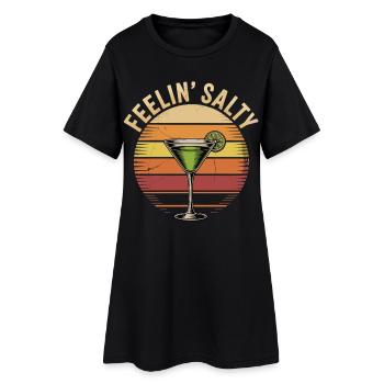 Vintage Margarita Spruchshirt Feelin’ Salty - Frauen T-Shirt-Kleid - Schwarz - Vorne