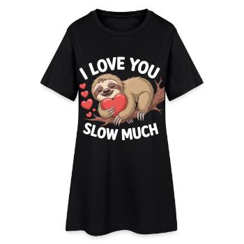 Je t’aime beaucoup Slow Sloth Chemise - Robe T-shirt Femme - noir - Devant
