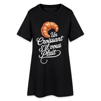 Chemise à slogan croissant Paris - Robe T-shirt Femme - noir - Devant