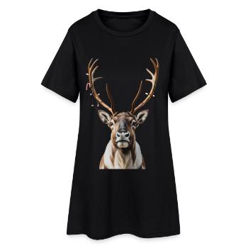Cerf Rudolph Joyeux Noël doux - Robe T-shirt Femme - noir - Devant