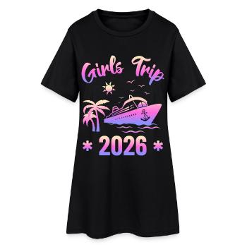Girls Trip 2026 Cruise Kreuzfahrt Squad - Frauen T-Shirt-Kleid - Schwarz - Vorne