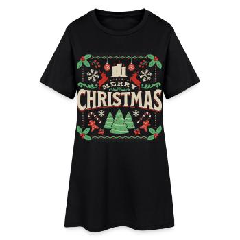 Joyeux Noël Rétro Typo style laid - Robe T-shirt Femme - noir - Devant