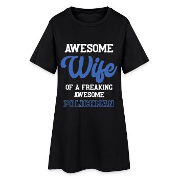 Femme forte : épouse d’un policier - Robe T-shirt Femme - noir - Devant