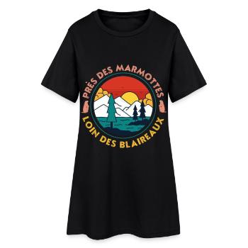 Coucher Montagne Lac Pins - Robe T-shirt Femme - noir - Devant
