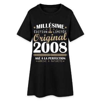 Millésime 2008 Original Cadeau Anniversaire 18 ans - Robe T-shirt Femme - noir - Devant
